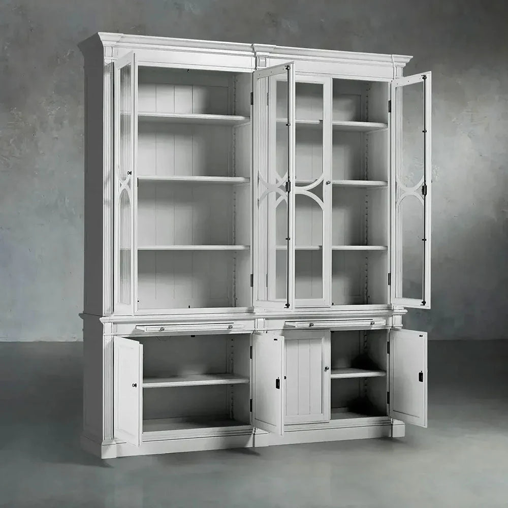 Athens Modular Display Cabinet Neoclassical Curio Bookcase with Glass Doors