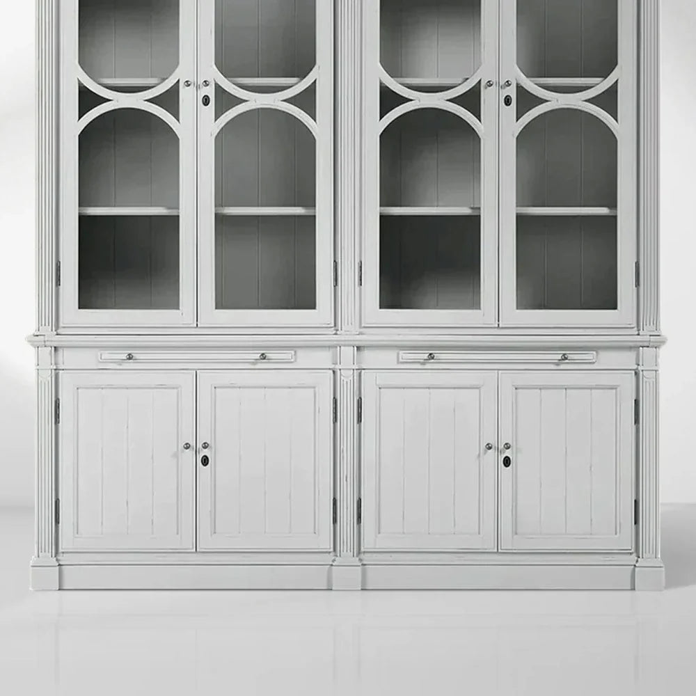 Athens Modular Display Cabinet Neoclassical Curio Bookcase with Glass Doors