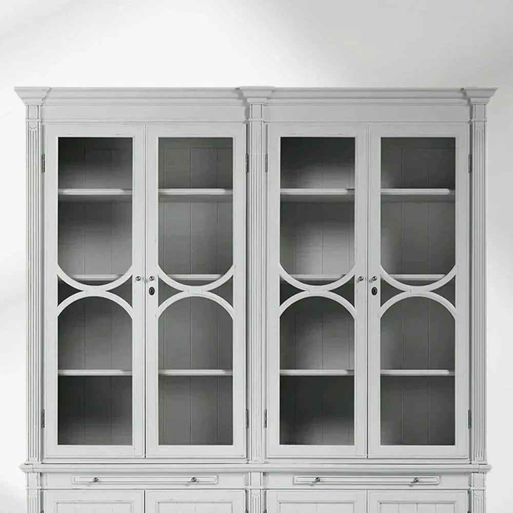 Athens Modular Display Cabinet Neoclassical Curio Bookcase with Glass Doors