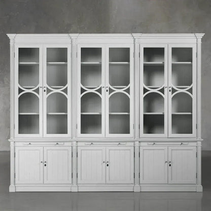 Athens Modular Display Cabinet Neoclassical Curio Bookcase with Glass Doors