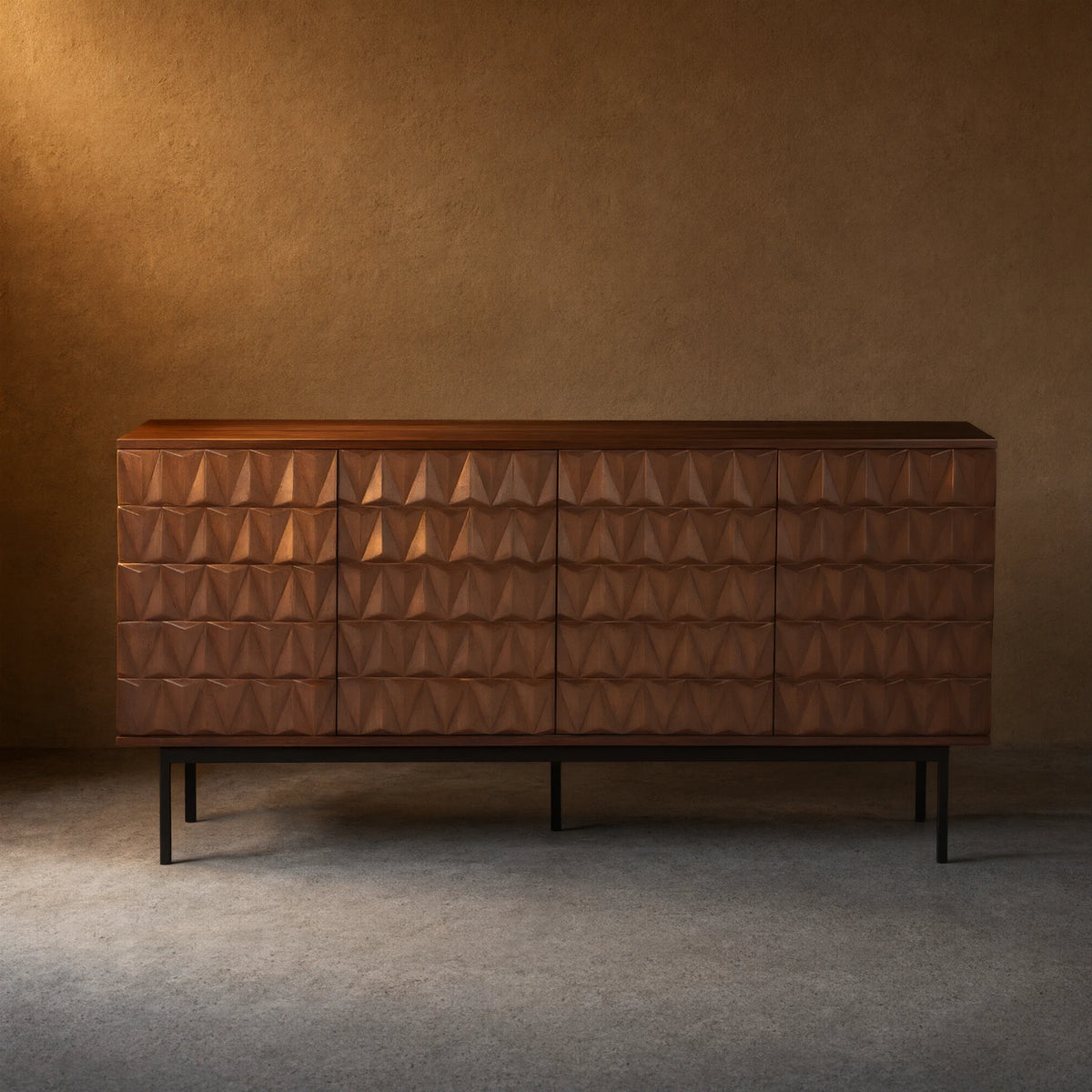 Arden 3D Textured Walnut Sideboard With 3/4-Door