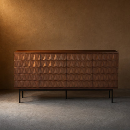 Arden 3D Textured Walnut Sideboard With 3/4-Door