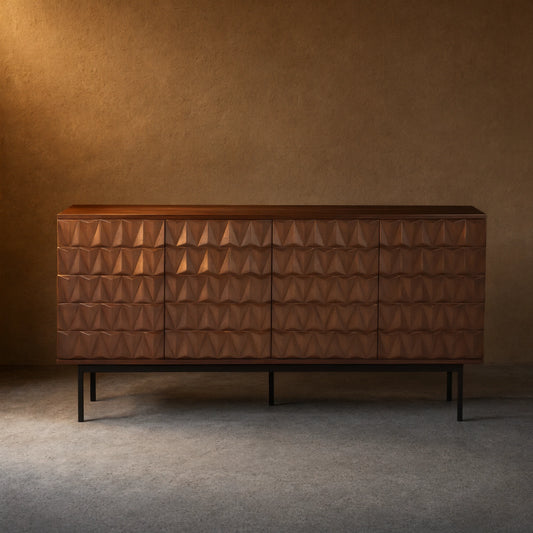 Arden 3D Textured Walnut Sideboard With 3/4-Door
