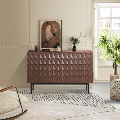 Arden 3D Textured Walnut Sideboard With 3/4-Door