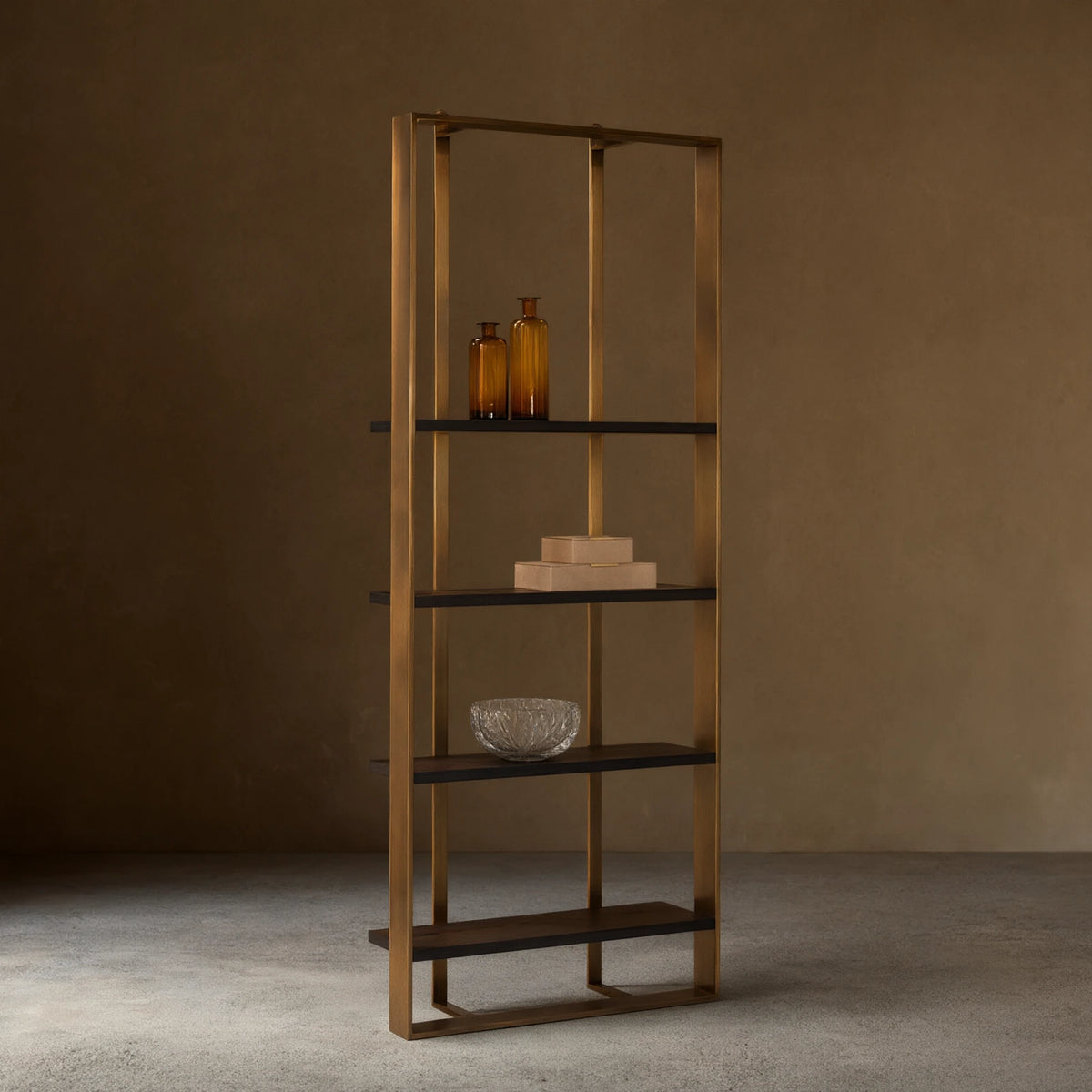 Dolton Modern Bookcase in Stainless Steel Frame
