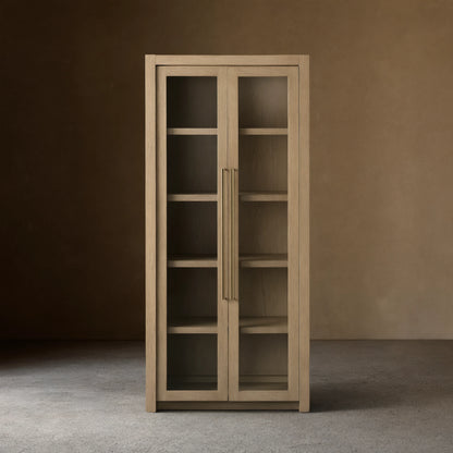 Bodhi Solid White Oak Display Cabinet with Glass Door