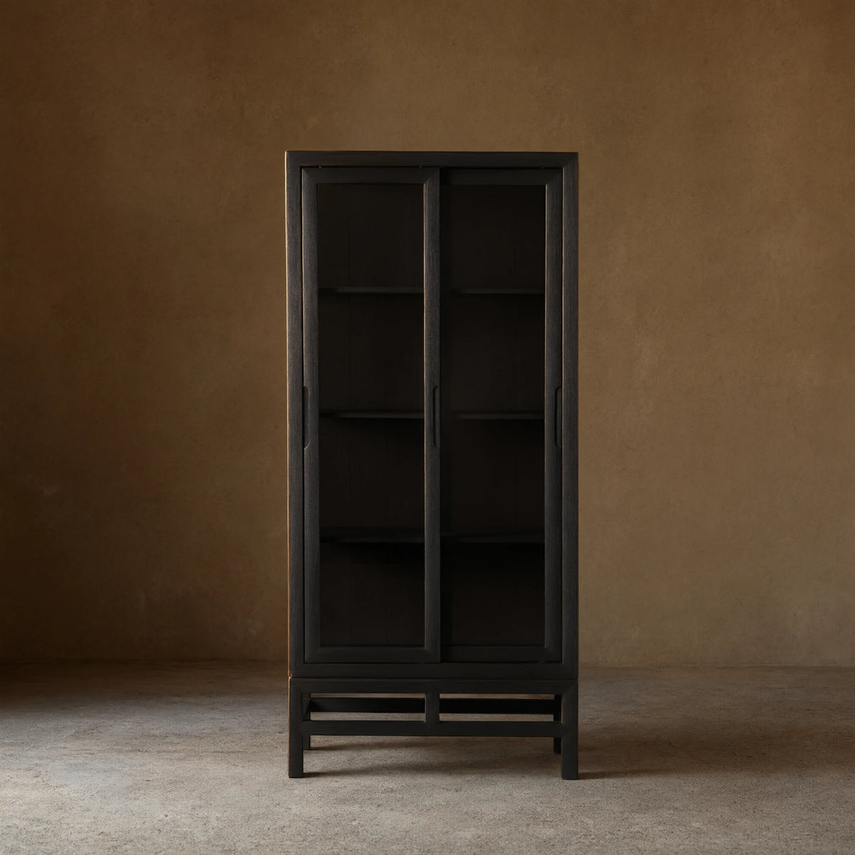 Avenue Ash Wood Display Cabinet with Sliding Glass Doors