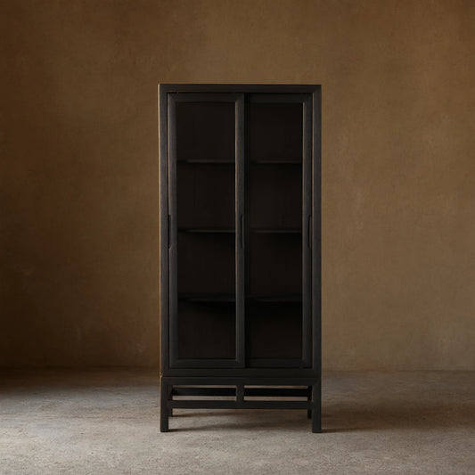 Avenue Ash Wood Display Cabinet with Sliding Glass Doors