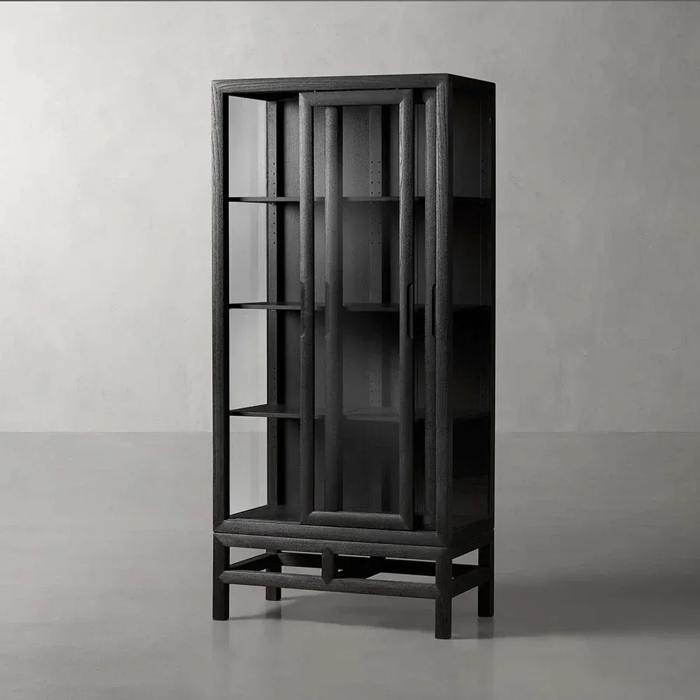 Avenue Ash Wood Display Cabinet with Sliding Glass Doors