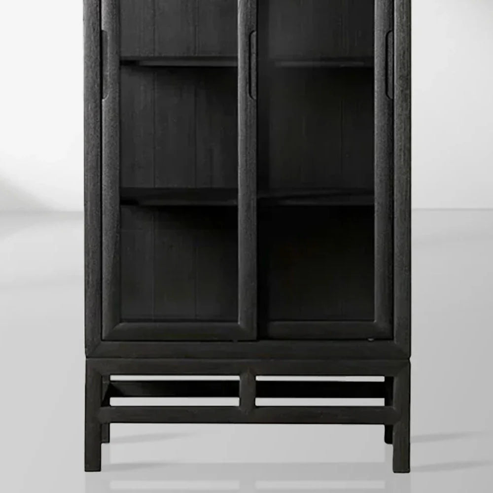 Avenue Ash Wood Display Cabinet with Sliding Glass Doors