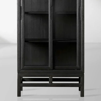 Avenue Ash Wood Display Cabinet with Sliding Glass Doors