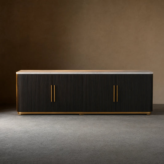 Finnley Sideboards Living Room Media Cabinets with Marble Top