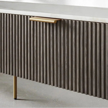 Finnley Low Media TV Stand Storage Cabinet with Stone Top