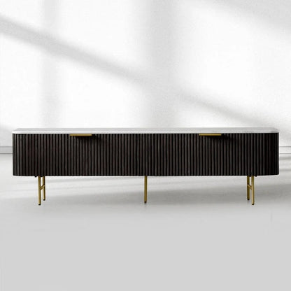 Finnley Low Media TV Stand Storage Cabinet with Stone Top