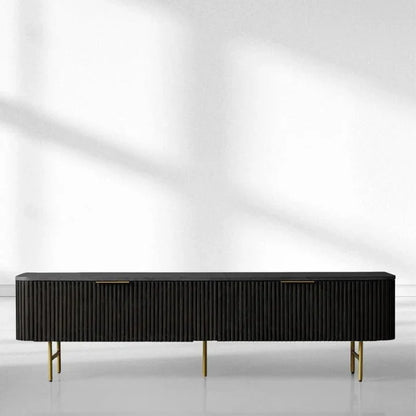Finnley Low Media TV Stand Storage Cabinet with Stone Top