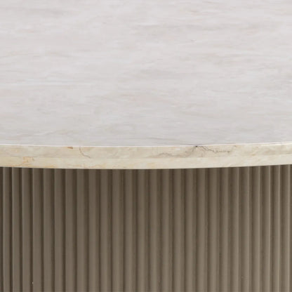 Canodi Marble Top Dining Table with Wood Fluted Base