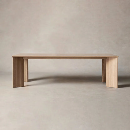 Yorn Wood Dining Table Angled Leg Design in White Oak or Walnut