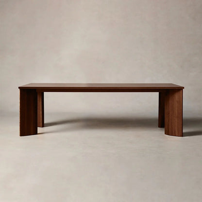 Yorn Wood Dining Table Angled Leg Design in White Oak or Walnut