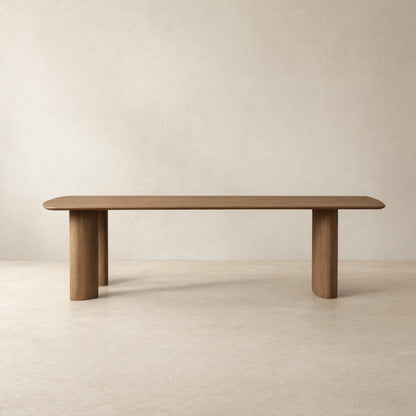 Theo Curved Dining Table Solid Oak Design with Sculptural Base