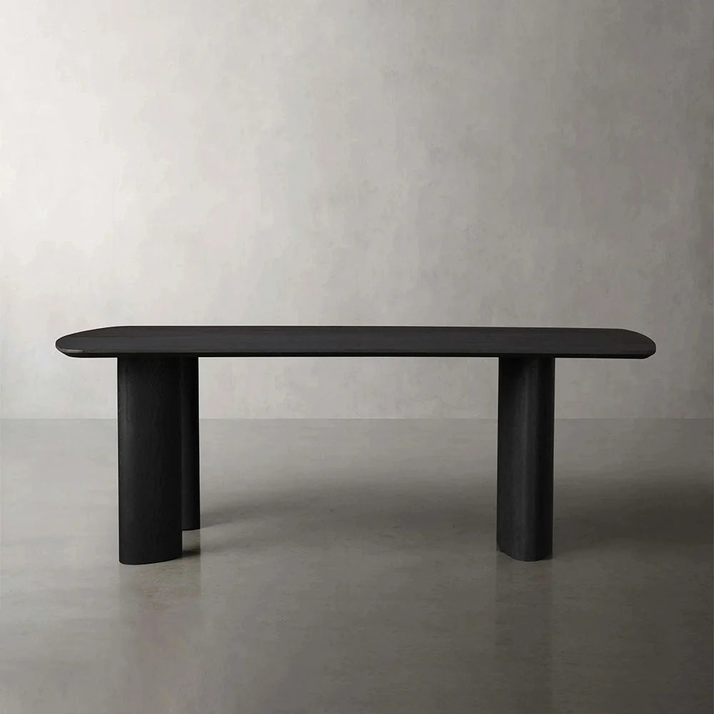 Theo Curved Dining Table Solid Oak Design with Sculptural Base