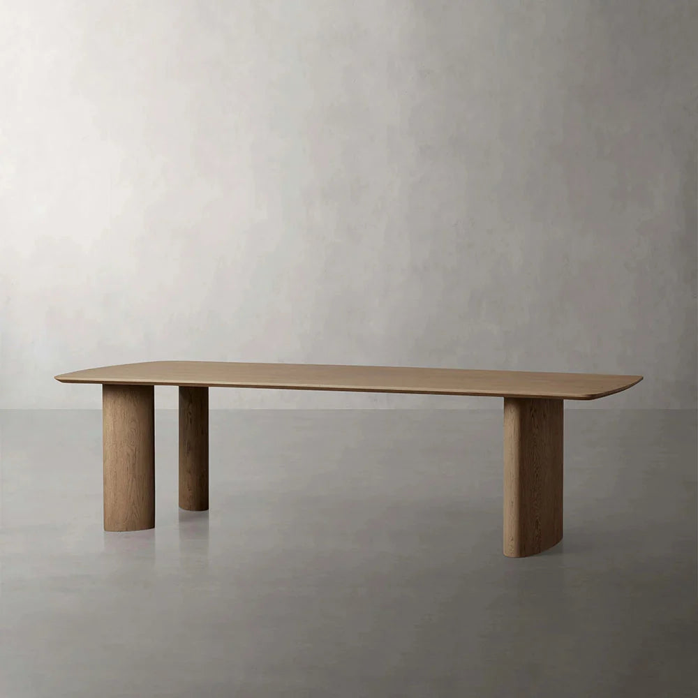 Theo Curved Dining Table Solid Oak Design with Sculptural Base