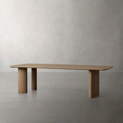 Theo Curved Dining Table Solid Oak Design with Sculptural Base