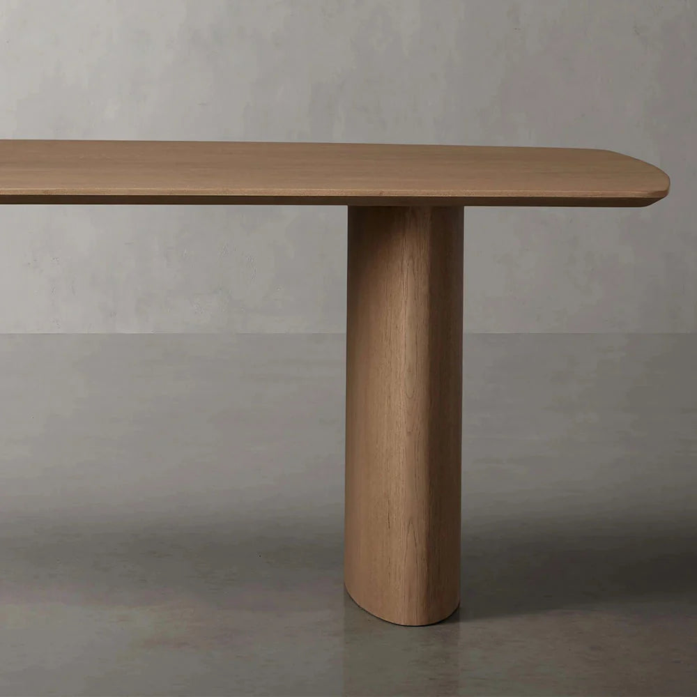 Theo Curved Dining Table Solid Oak Design with Sculptural Base