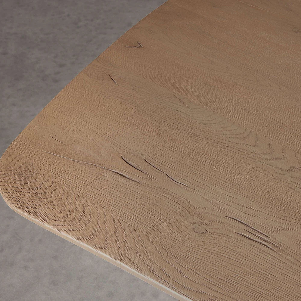 Theo Curved Dining Table Solid Oak Design with Sculptural Base