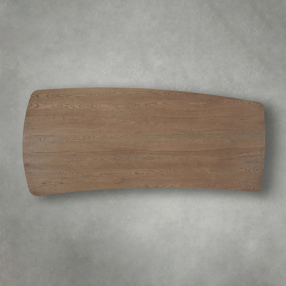 Theo Curved Dining Table Solid Oak Design with Sculptural Base