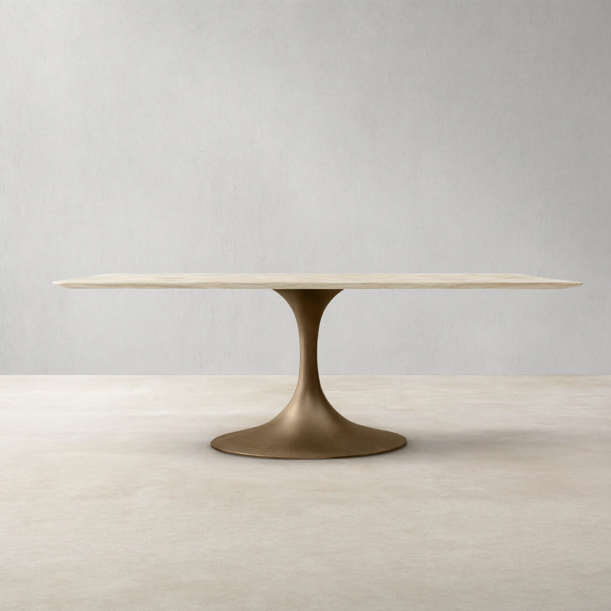 Aero Rectangular Marble Dining Table with Cast Steel Base