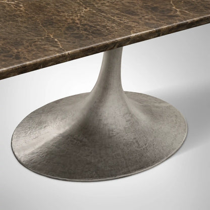 Aero Rectangular Marble Dining Table with Cast Steel Base