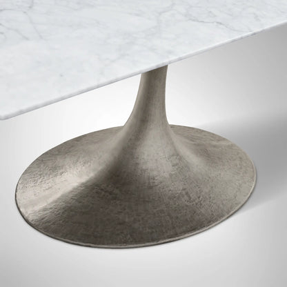 Aero Rectangular Marble Dining Table with Cast Steel Base