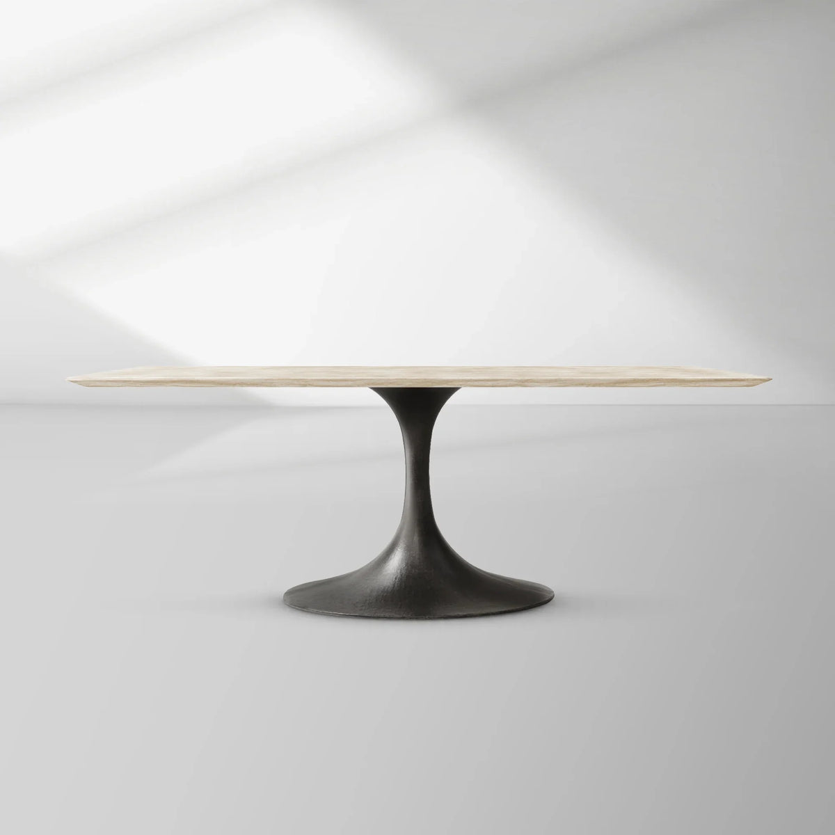 Aero Rectangular Marble Dining Table with Cast Steel Base