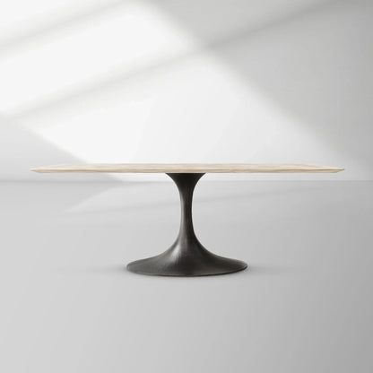 Aero Rectangular Marble Dining Table with Cast Steel Base