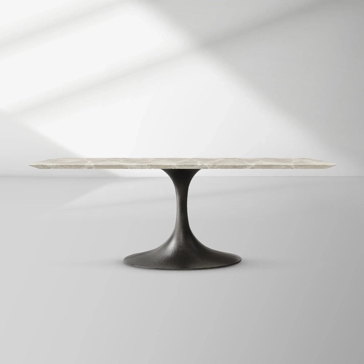 Aero Rectangular Marble Dining Table with Cast Steel Base