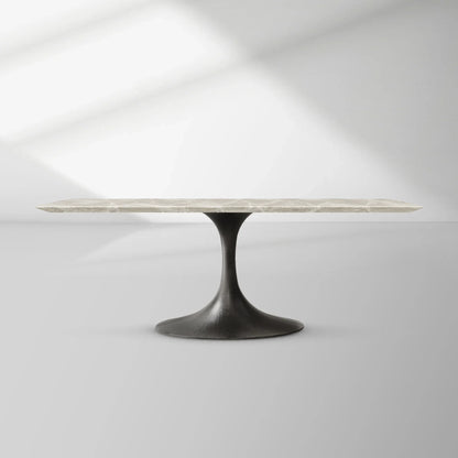 Aero Rectangular Marble Dining Table with Cast Steel Base