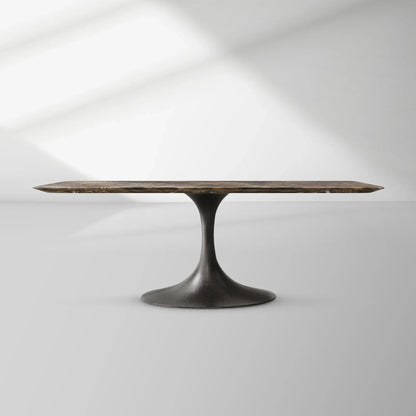 Aero Rectangular Marble Dining Table with Cast Steel Base