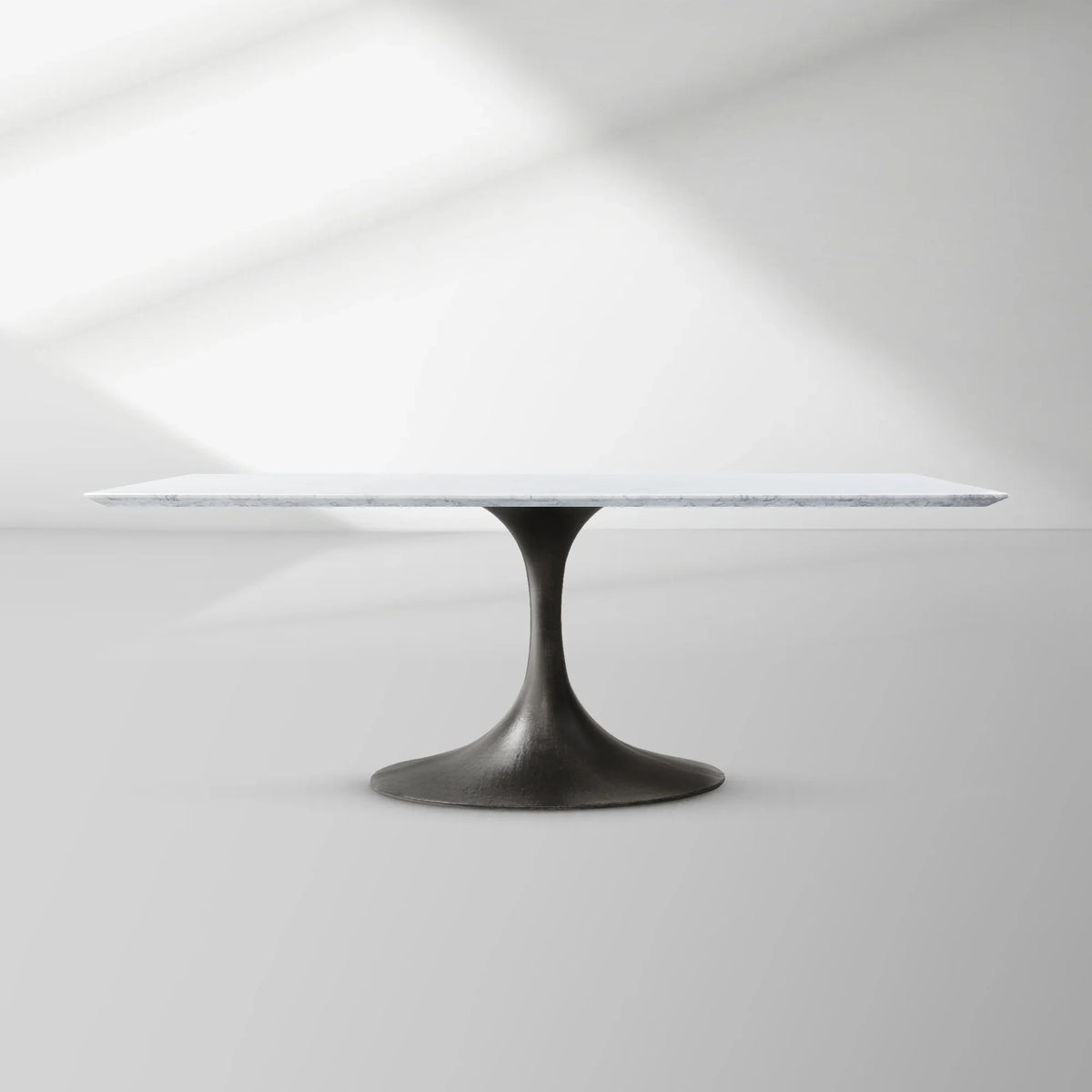 Aero Rectangular Marble Dining Table with Cast Steel Base