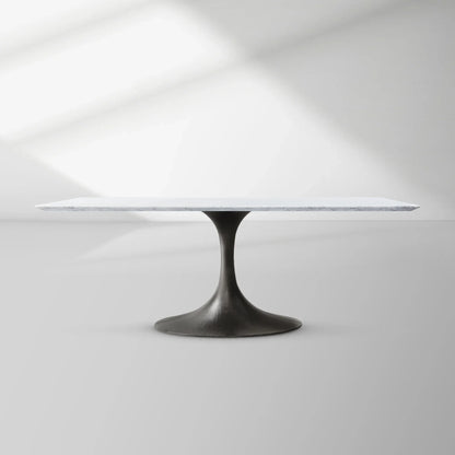 Aero Rectangular Marble Dining Table with Cast Steel Base