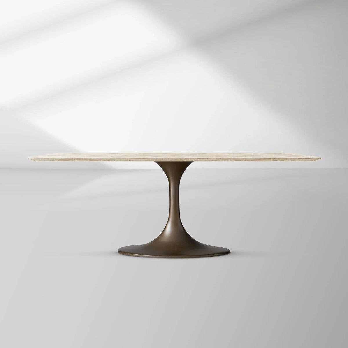 Aero Rectangular Marble Dining Table with Cast Steel Base