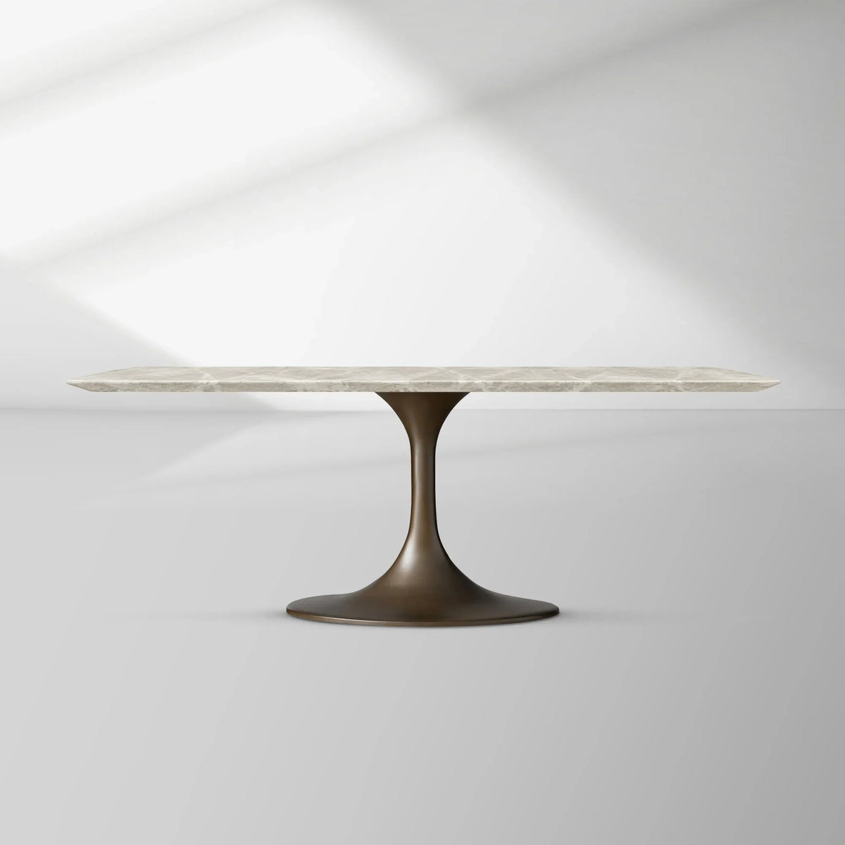 Aero Rectangular Marble Dining Table with Cast Steel Base