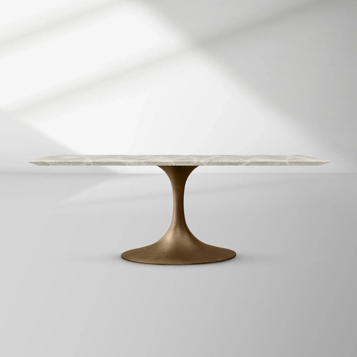 Aero Rectangular Marble Dining Table with Cast Steel Base