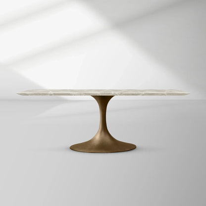 Aero Rectangular Marble Dining Table with Cast Steel Base