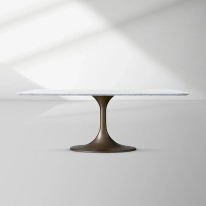 Aero Rectangular Marble Dining Table with Cast Steel Base