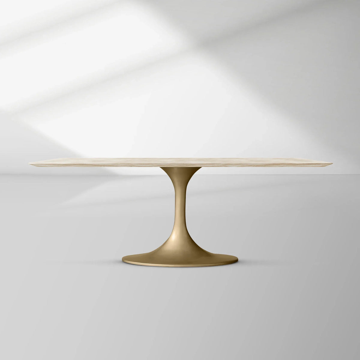 Aero Rectangular Marble Dining Table with Cast Steel Base