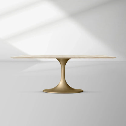 Aero Rectangular Marble Dining Table with Cast Steel Base