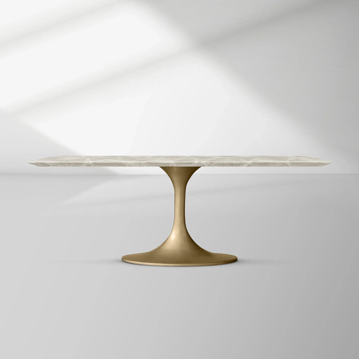 Aero Rectangular Marble Dining Table with Cast Steel Base