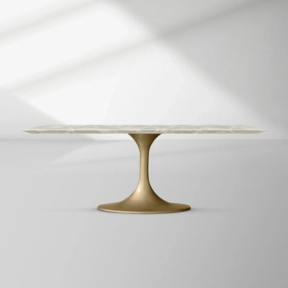 Aero Rectangular Marble Dining Table with Cast Steel Base