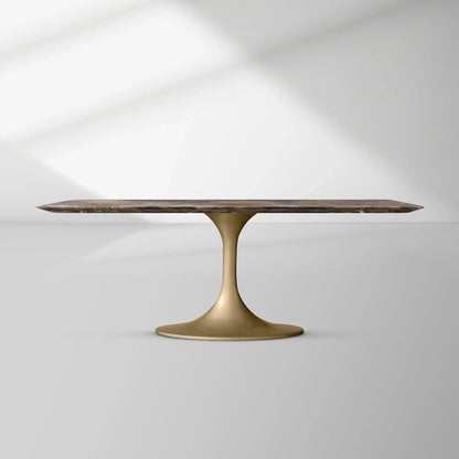 Aero Rectangular Marble Dining Table with Cast Steel Base