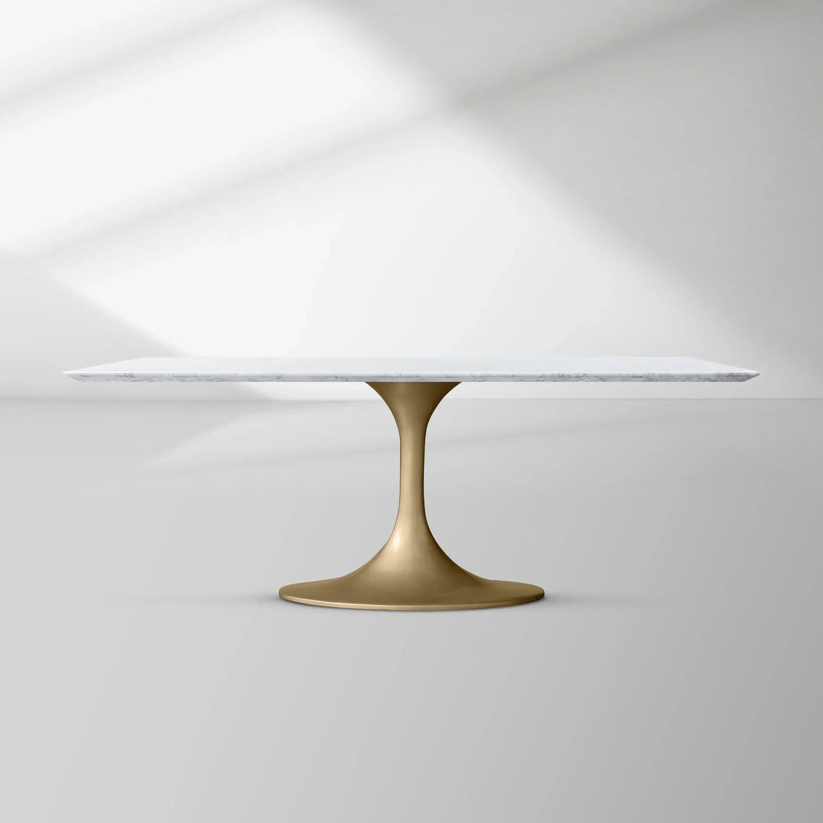 Aero Rectangular Marble Dining Table with Cast Steel Base